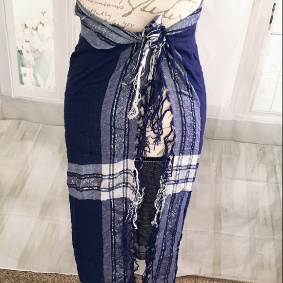 Accessories - Women's Blue Plaid Oversized Coverup or Scarf